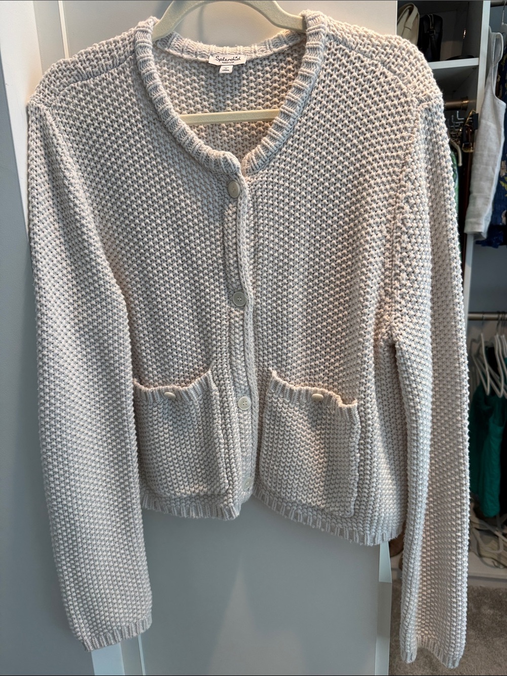 Splendid Cream Textured Knit Button-Front Cardigan